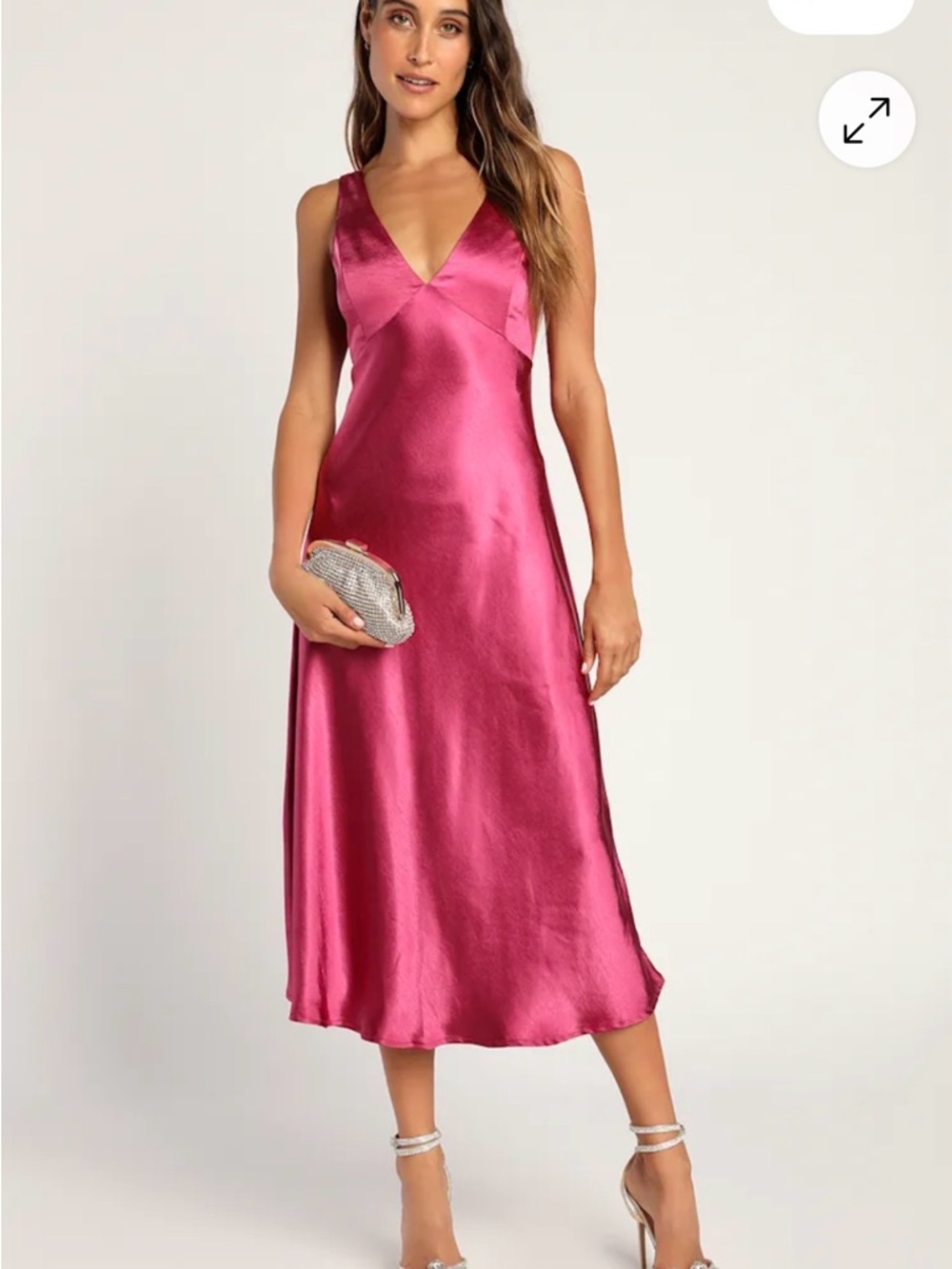 Lulu's Magenta Satin Slip Dress